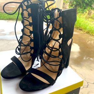 Black lace up heels